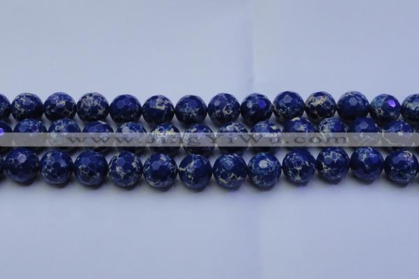 CDE2580 15.5 inches 16mm faceted round dyed sea sediment jasper beads