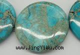 CDE353 15.5 inches 45mm flat round dyed sea sediment jasper beads