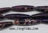 CDE383 15.5 inches 7*30mm rice dyed sea sediment jasper beads