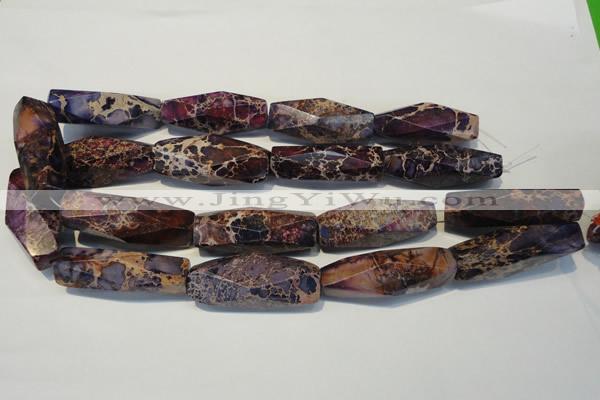 CDE388 15.5 inches 14*44mm faceted rice dyed sea sediment jasper beads
