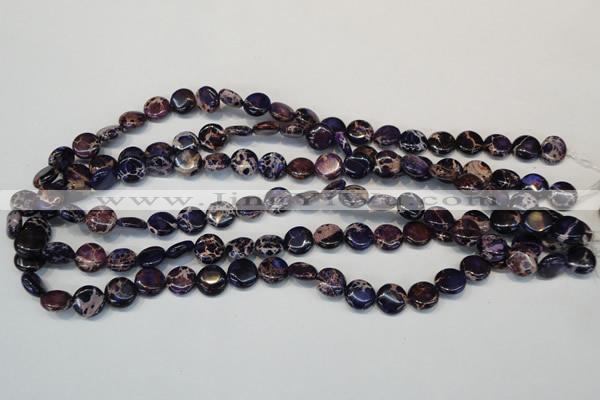 CDE397 15.5 inches 10mm flat round dyed sea sediment jasper beads