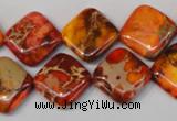 CDE545 15.5 inches 14*14mm diamond dyed sea sediment jasper beads