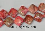 CDE568 15.5 inches 10*10mm diamond dyed sea sediment jasper beads