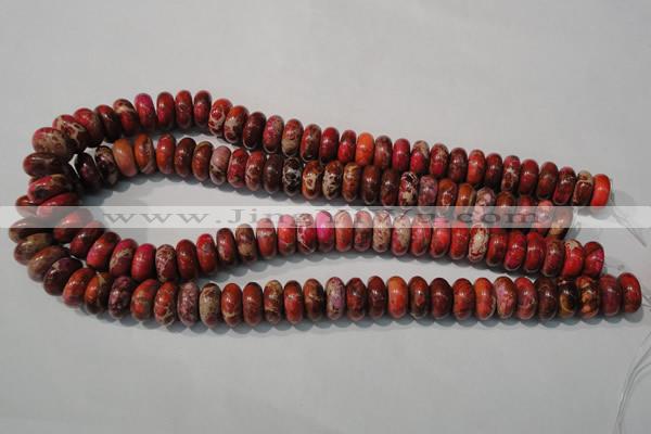 CDE775 15.5 inches 6*14mm rondelle dyed sea sediment jasper beads