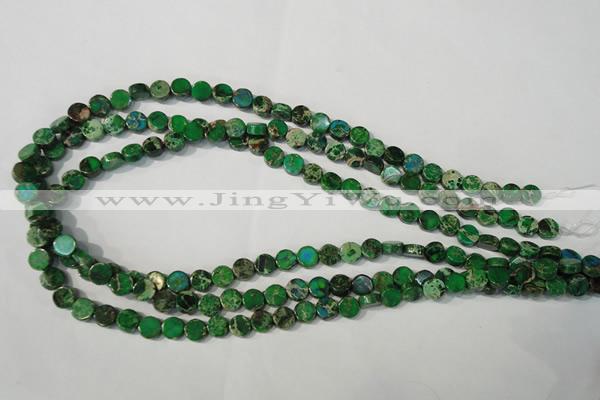 CDE970 15.5 inches 7mm flat round dyed sea sediment jasper beads