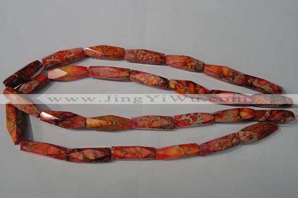 CDI744 15.5 inches 8*30mm faceted rice dyed imperial jasper beads