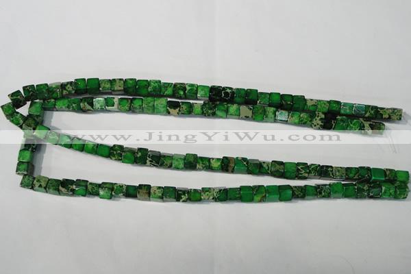 CDI969 15.5 inches 6*6mm cube dyed imperial jasper beads
