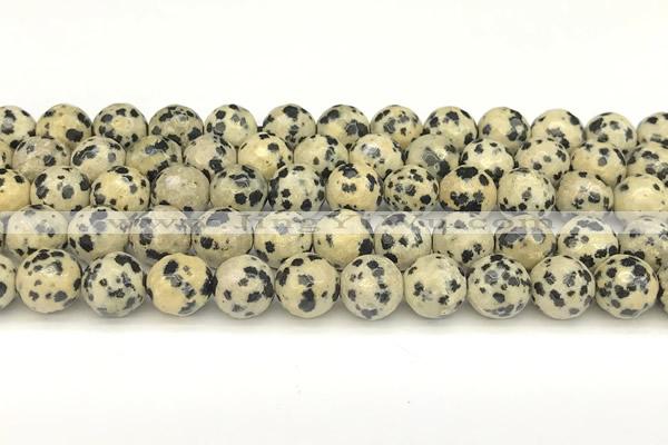 CDM103 15 inches 12mm faceted round dalmatian jasper beads