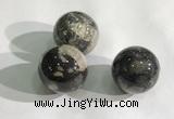 CDN1143 30mm round silver leaf jasper decorations wholesale