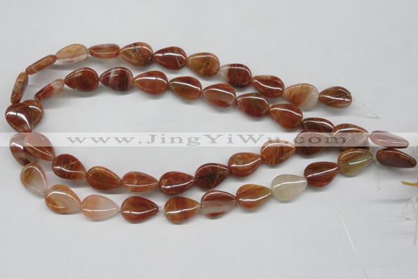 CDQ25 15.5 inches 13*18mm flat teardrop natural red quartz beads