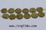 CDQ676 8 inches 30mm flat round druzy quartz beads wholesale
