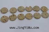 CDQ677 8 inches 30mm flat round druzy quartz beads wholesale