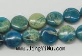 CDS11 16 inches 12mm flat round dyed serpentine jasper beads wholesale