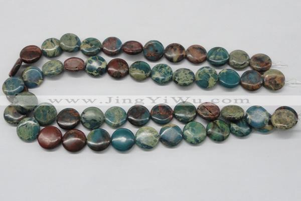 CDS12 16 inches 16mm flat round dyed serpentine jasper beads wholesale