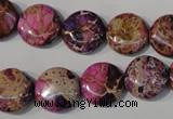 CDT706 15.5 inches 14mm flat round dyed aqua terra jasper beads