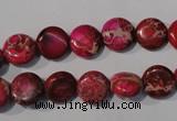 CDT785 15.5 inches 10mm flat round dyed aqua terra jasper beads
