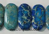 CDT917 15.5 inches 15*30mm oval double drilled dyed aqua terra jasper beads