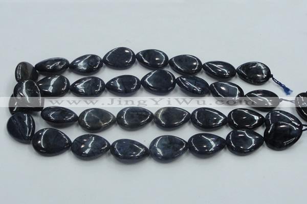 CDU03 15.5 inches 18*25mm flat teardrop natural blue dumortierite beads
