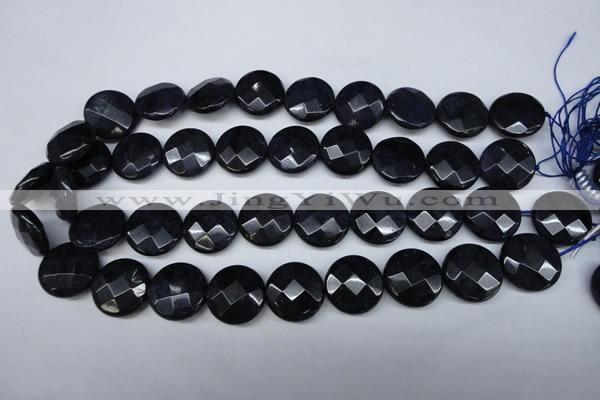 CDU126 15.5 inches 20mm faceted coin blue dumortierite beads