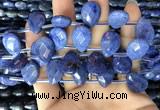CDU220 Top drilled 13*18mm faceted flat teardrop blue dumortierite beads