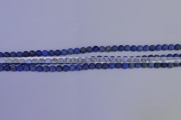 CDU300 15.5 inches 4mm round matte blue dumortierite beads