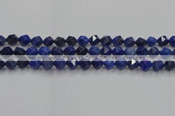 CDU338 15.5 inches 10mm faceted nuggets blue dumortierite beads