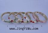 CEB30 5pcs 8mm width gold plated alloy with enamel bangles