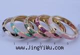 CEB32 5pcs 10mm width gold plated alloy with enamel bangles