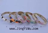 CEB35 5pcs 12mm width gold plated alloy with enamel bangles