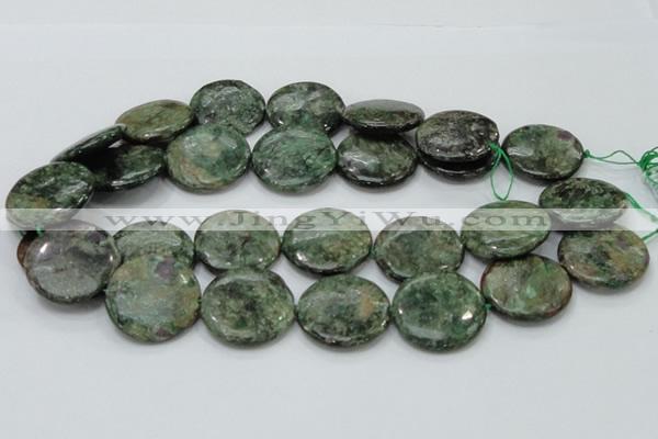 CEM04 15.5 inches 30mm flat round emerald gemstone beads wholesale