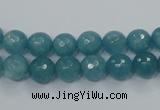CEQ14 15.5 inches 8mm faceted round blue sponge quartz beads