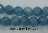 CEQ15 15.5 inches 10mm faceted round blue sponge quartz beads