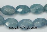 CEQ192 15.5 inches 12*16mm faceted oval blue sponge quartz beads