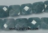 CEQ223 15.5 inches 14*14mm faceted square blue sponge quartz beads