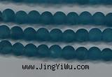 CEQ265 15.5 inches 4mm round matte blue sponge quartz beads
