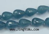 CEQ51 15.5 inches 10*14mm faceted teardrop blue sponge quartz beads