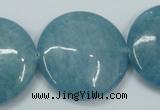 CEQ99 15.5 inches 30mm flat round blue sponge quartz beads