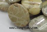 CFA21 15.5 inches 22*30mm twisted oval chrysanthemum agate beads