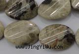 CFA215 15.5 inches 18*25mm twisted oval chrysanthemum agate beads