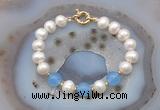 CFB1088 Hand-knotted 9mm - 10mm potato white freshwater pearl & candy jade bracelet