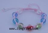 CFB530 12mm faceted round crystal beads adjustable bracelet wholesale