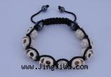 CFB548 10*12mm skull turquoise with rhinestone beads adjustable bracelet