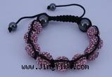 CFB575 12mm round rhinestone with hematite beads adjustable bracelet