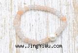 CFB709 faceted rondelle pink aventurine & potato white freshwater pearl stretchy bracelet