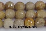 CFC230 15.5 inches 8mm faceted round fossil coral beads