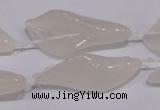 CFG01 15.5 inches 18*38mm carved trumpet flower white jade beads