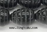 CFG1521 15.5 inches 15*20mm carved teardrop black agate beads