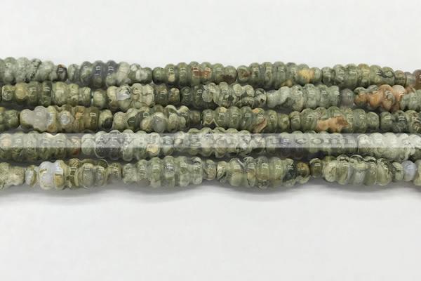 CFG1544 15.5 inches 10*30mm carved rice rhyolite gemstone beads