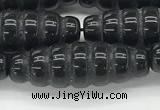 CFG1545 15.5 inches 10*30mm carved rice black agate beads