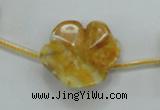 CFG17 15.5 inches 24mm carved flower yellow crazy lace agate beads